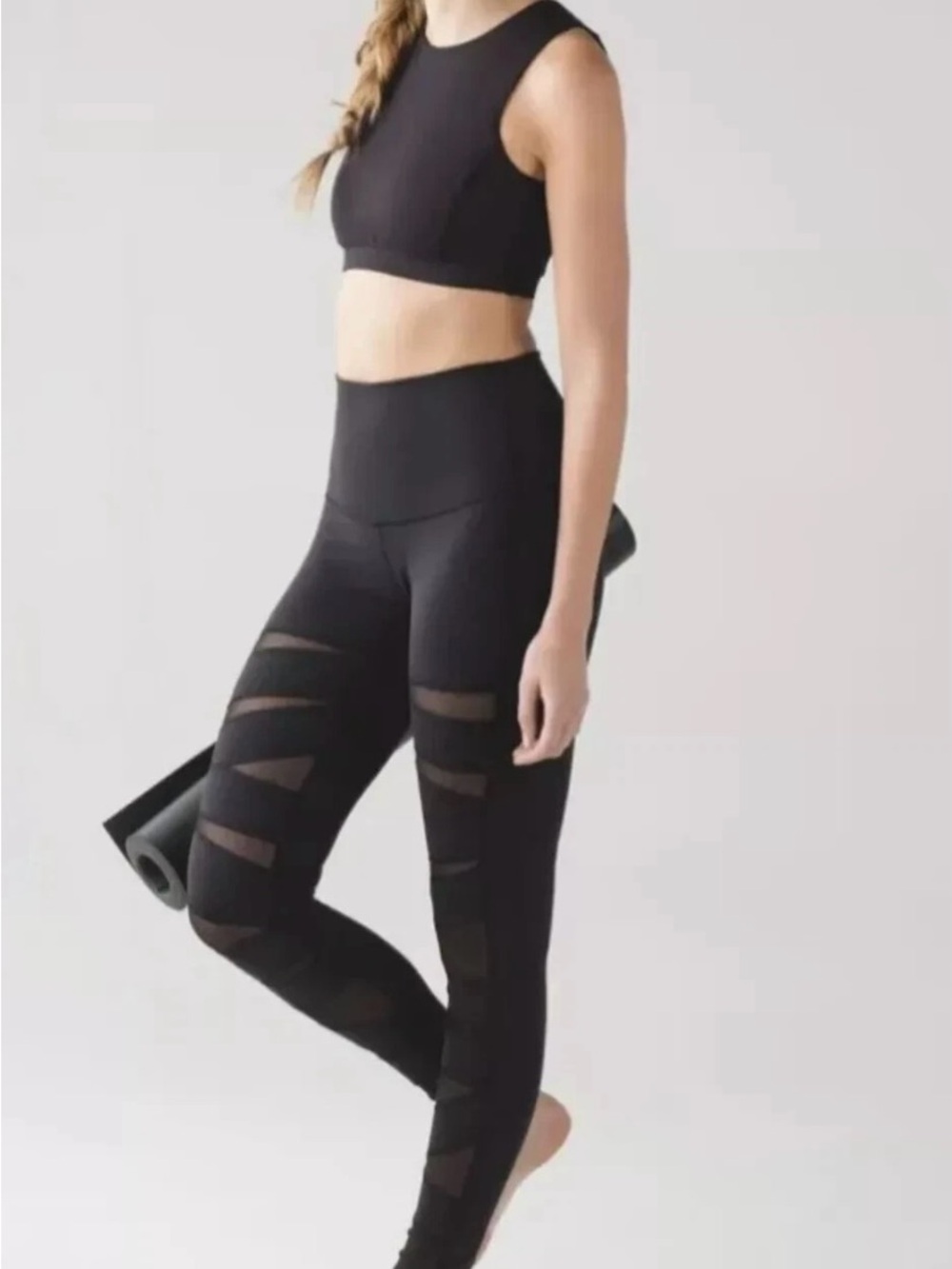 lululemon athletica Black High-Rise Leggings with Mesh Paneling
